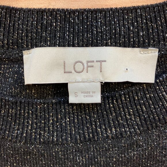 LOFT Shimmer Sweater Dress Black with Metallic Size S - Picture 2 of 6